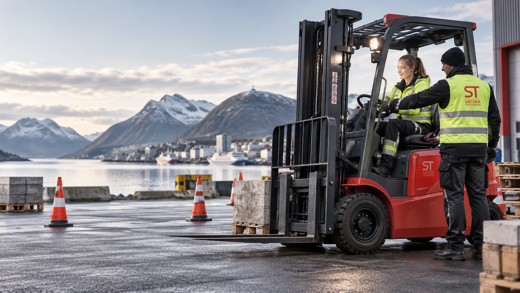 Truckopplæring ved kai og fjord