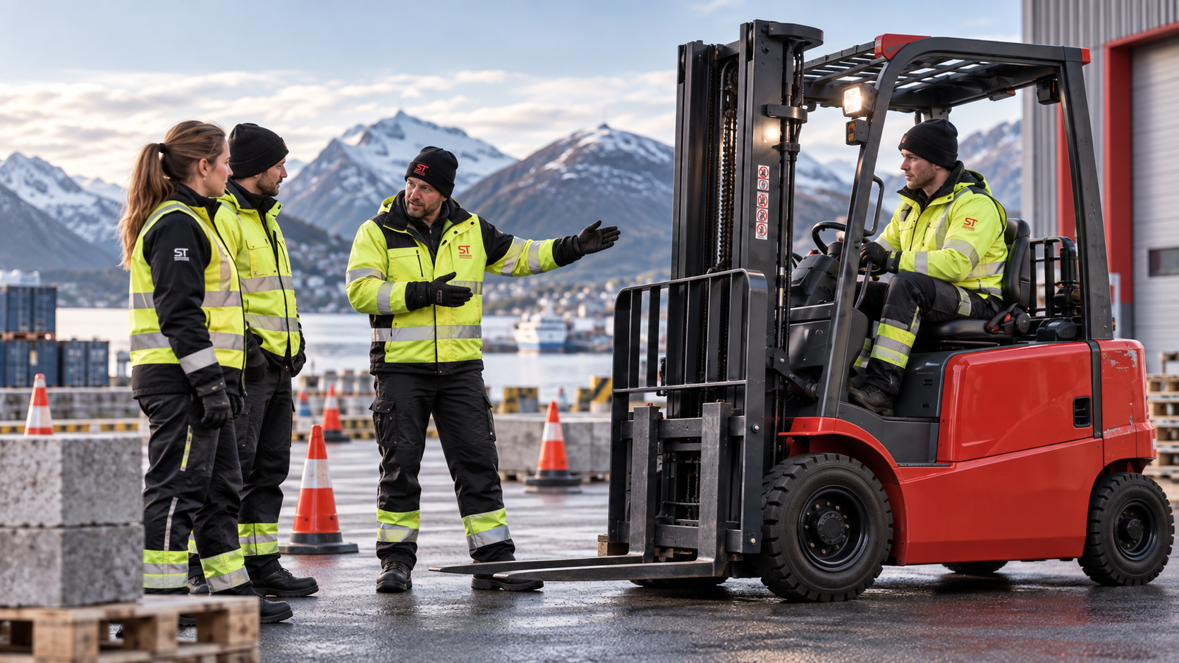 Instruktør som underviser ved truck